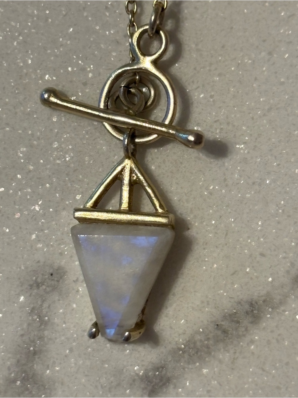 Gold-Plated Rainbow Moonstone Pendant Necklace - Gold & White - Picture 4 of 8